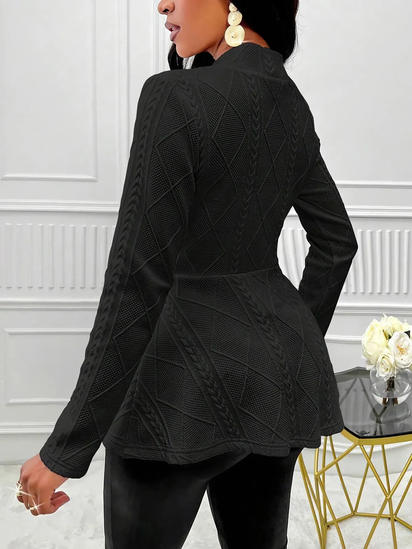 Elegant Office Coat Thickened Slim Fashion Jacquard Blazer
