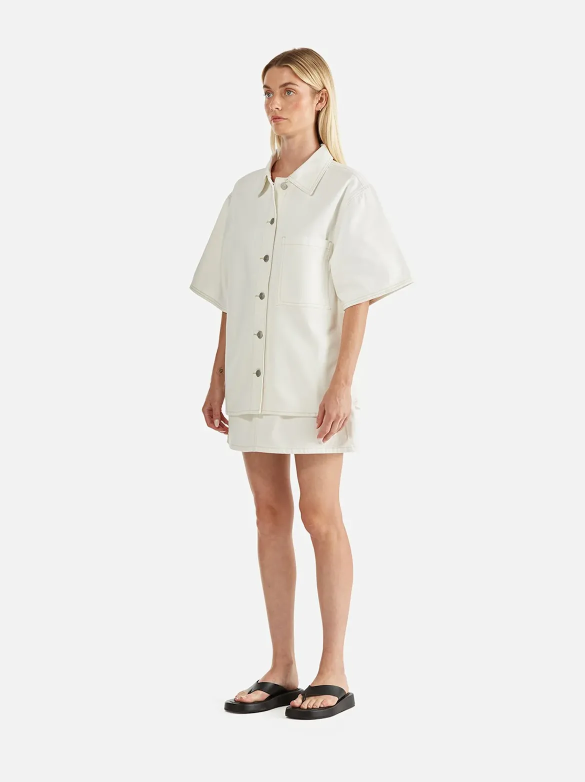 ENA PELLY Brooke Denim Shirt - White