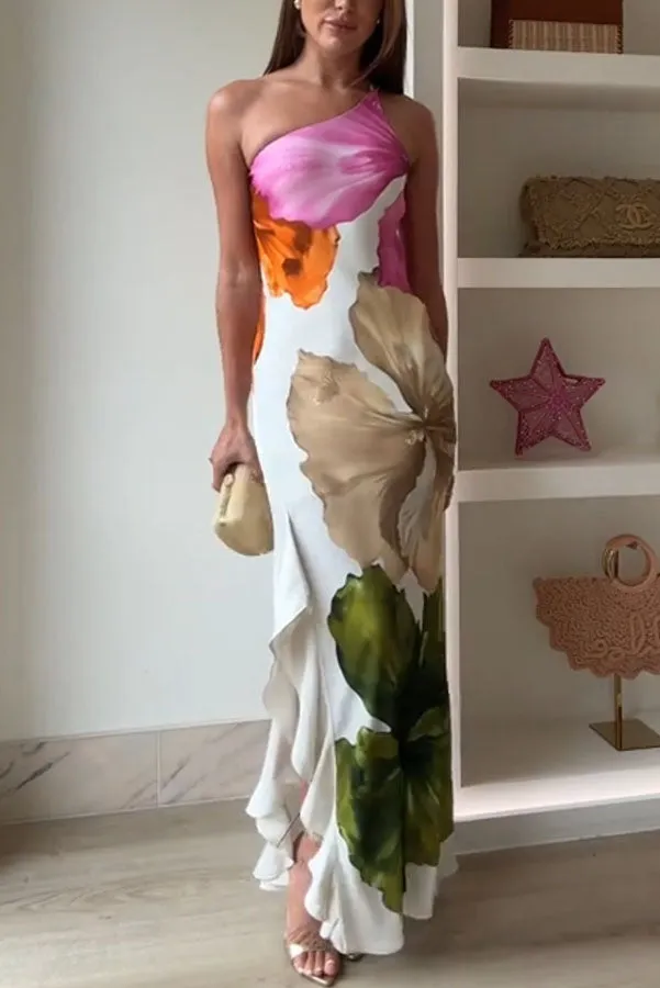 Floral Dreamscape One-Shoulder Maxi Dress