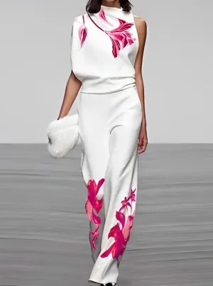 Floral Essence™ | Women's Floral Turtleneck Top & Wide Leg Pants Set | Soft Fabric, Trendy Design, Comfortable Fit