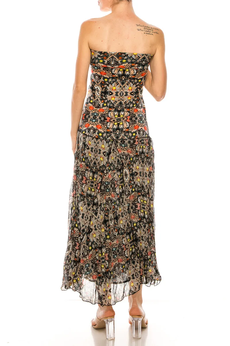 Floral Maxi Dress with Knit Bodice