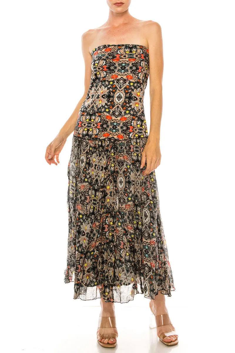 Floral Maxi Dress with Knit Bodice