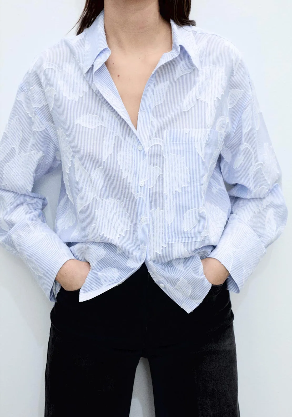 Floral Shirt - Light/pastel Blue
