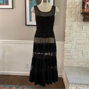 Free People Sheer Panel Black Dress Midi Maxi Whimsy Goth Witchy Size 2
