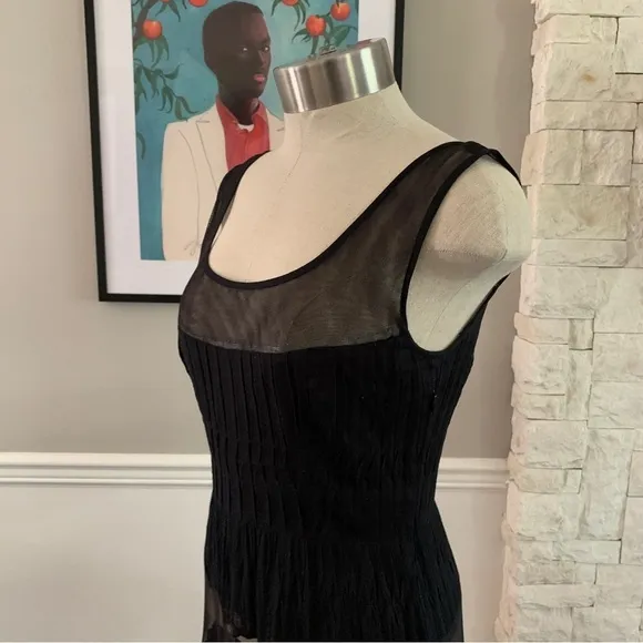 Free People Sheer Panel Black Dress Midi Maxi Whimsy Goth Witchy Size 2