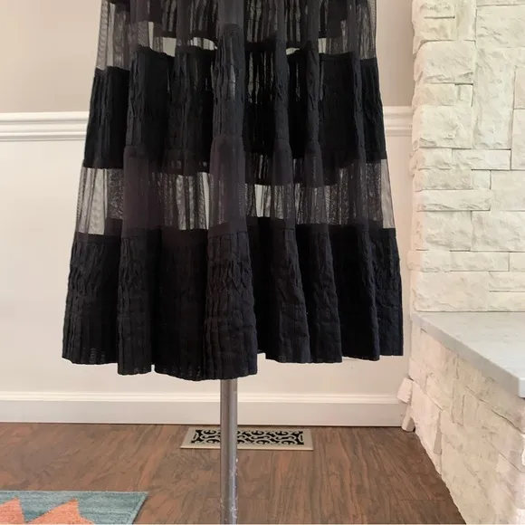 Free People Sheer Panel Black Dress Midi Maxi Whimsy Goth Witchy Size 2