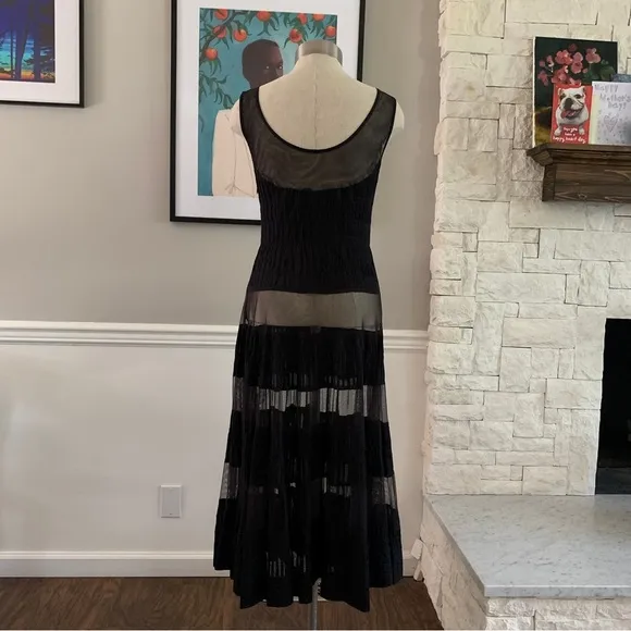 Free People Sheer Panel Black Dress Midi Maxi Whimsy Goth Witchy Size 2