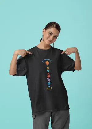 Futuristic Space - Unisex Oversized Cotton Graphic Printed T-Shirt