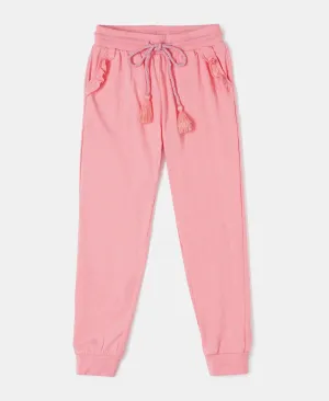 Girl's Super Combed Cotton Elastane Stretch Slim Fit Joggers - Salmon Rose Melange