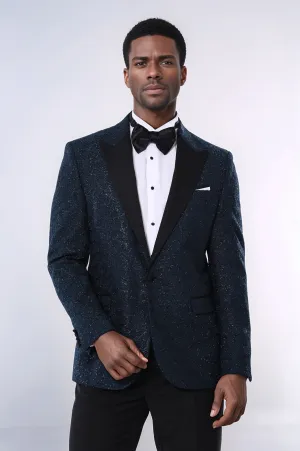 Glitter Pattern Green Men Prom Blazer - Wessi