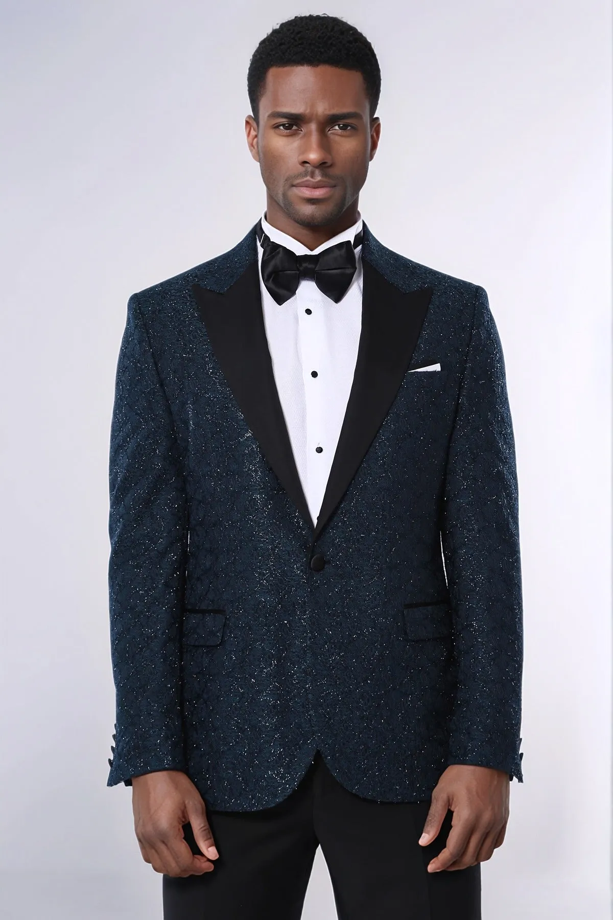 Glitter Pattern Green Men Prom Blazer - Wessi