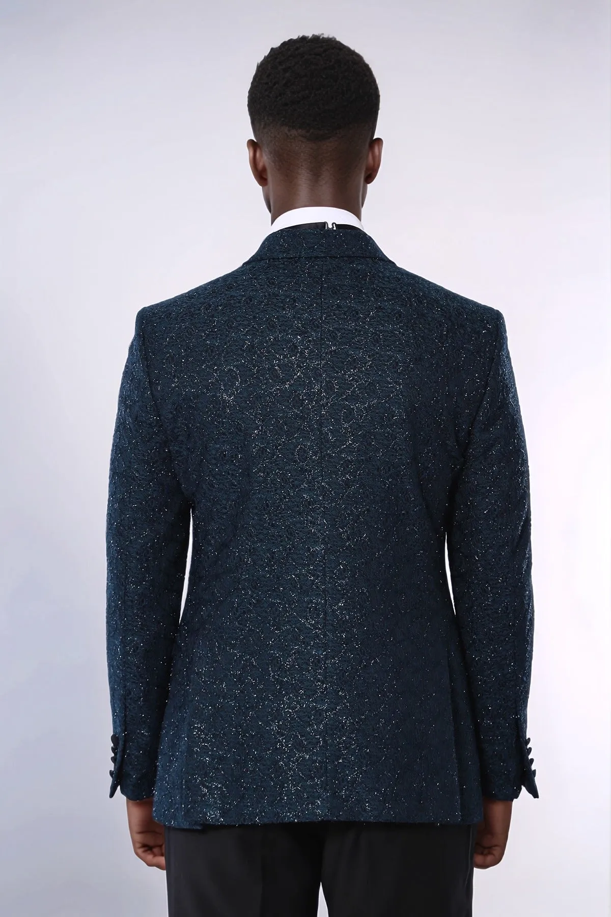 Glitter Pattern Green Men Prom Blazer - Wessi