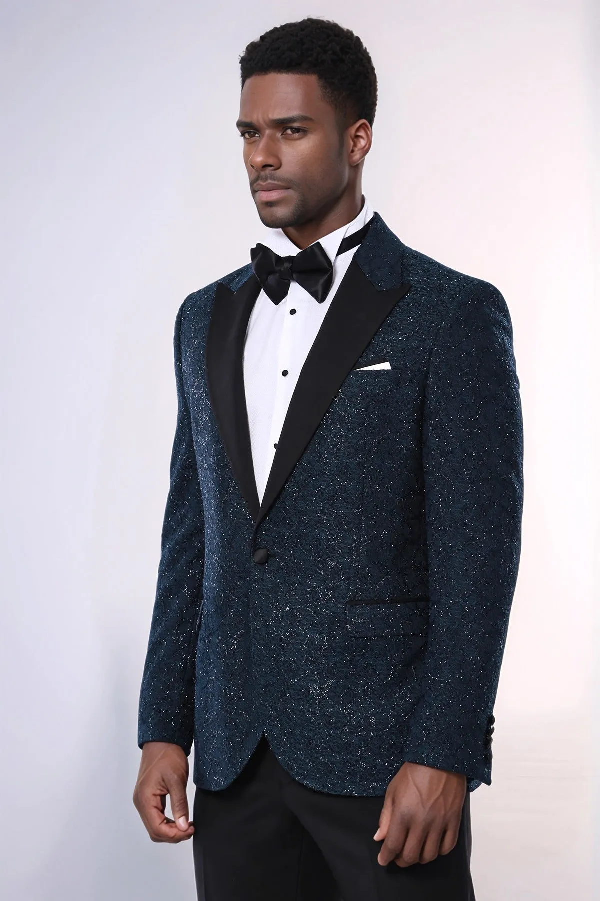 Glitter Pattern Green Men Prom Blazer - Wessi