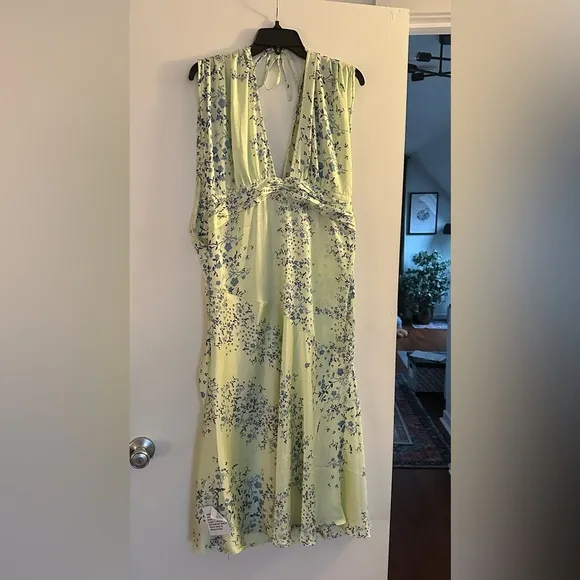 Green Satin Sleeveless Maxi Dress in Green Floral Print - ruched and flattering