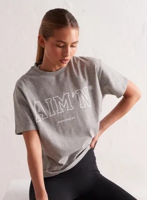 Grey Melange College Boxy T-shirt