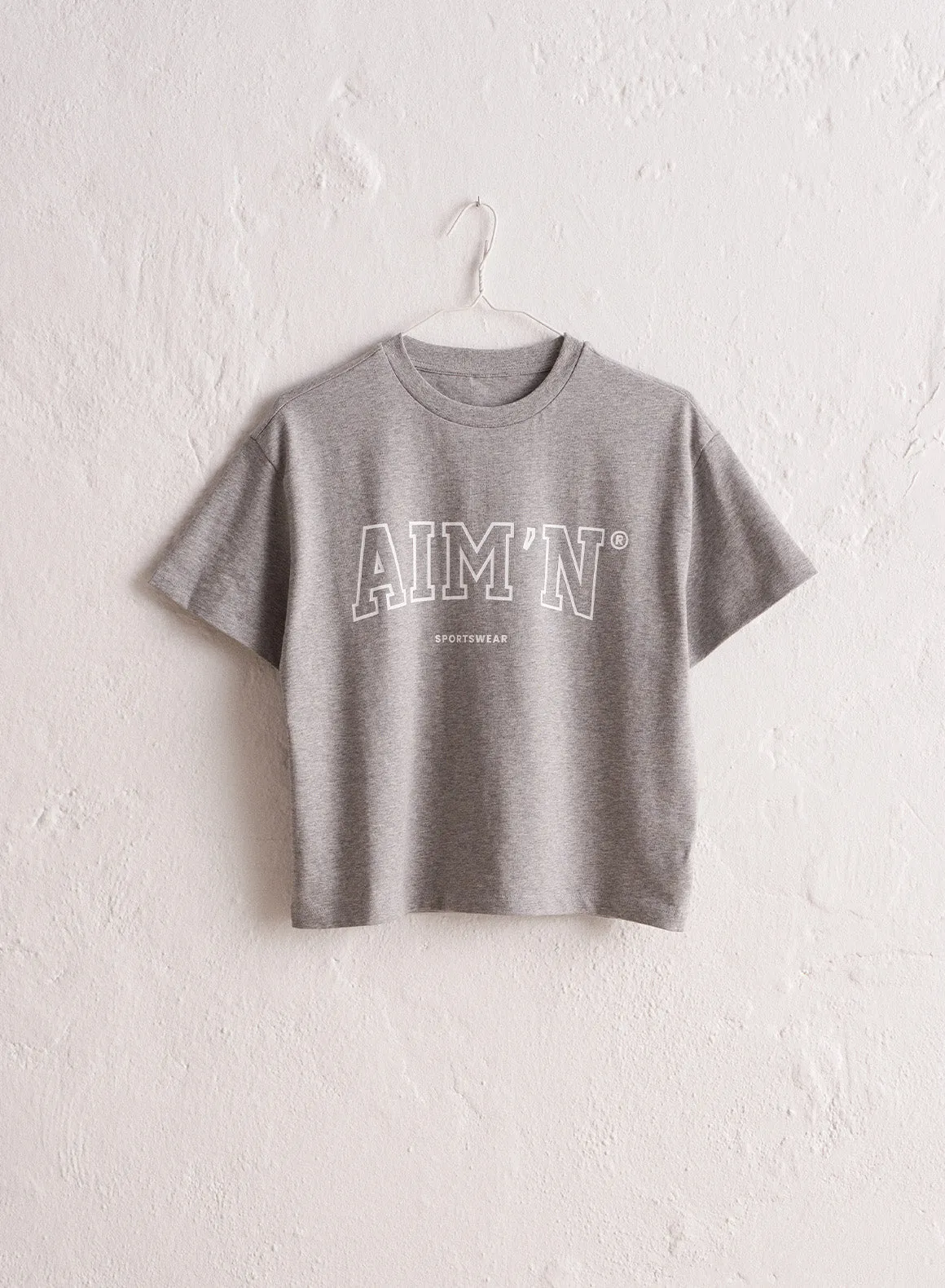 Grey Melange College Boxy T-shirt
