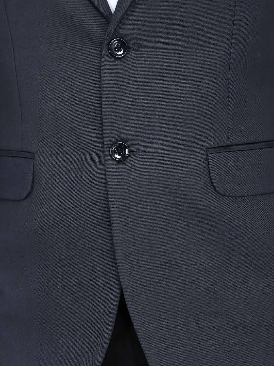 Grey Notched Lapel Blazer With Hanky