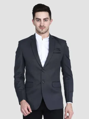 Grey Notched Lapel Blazer With Hanky