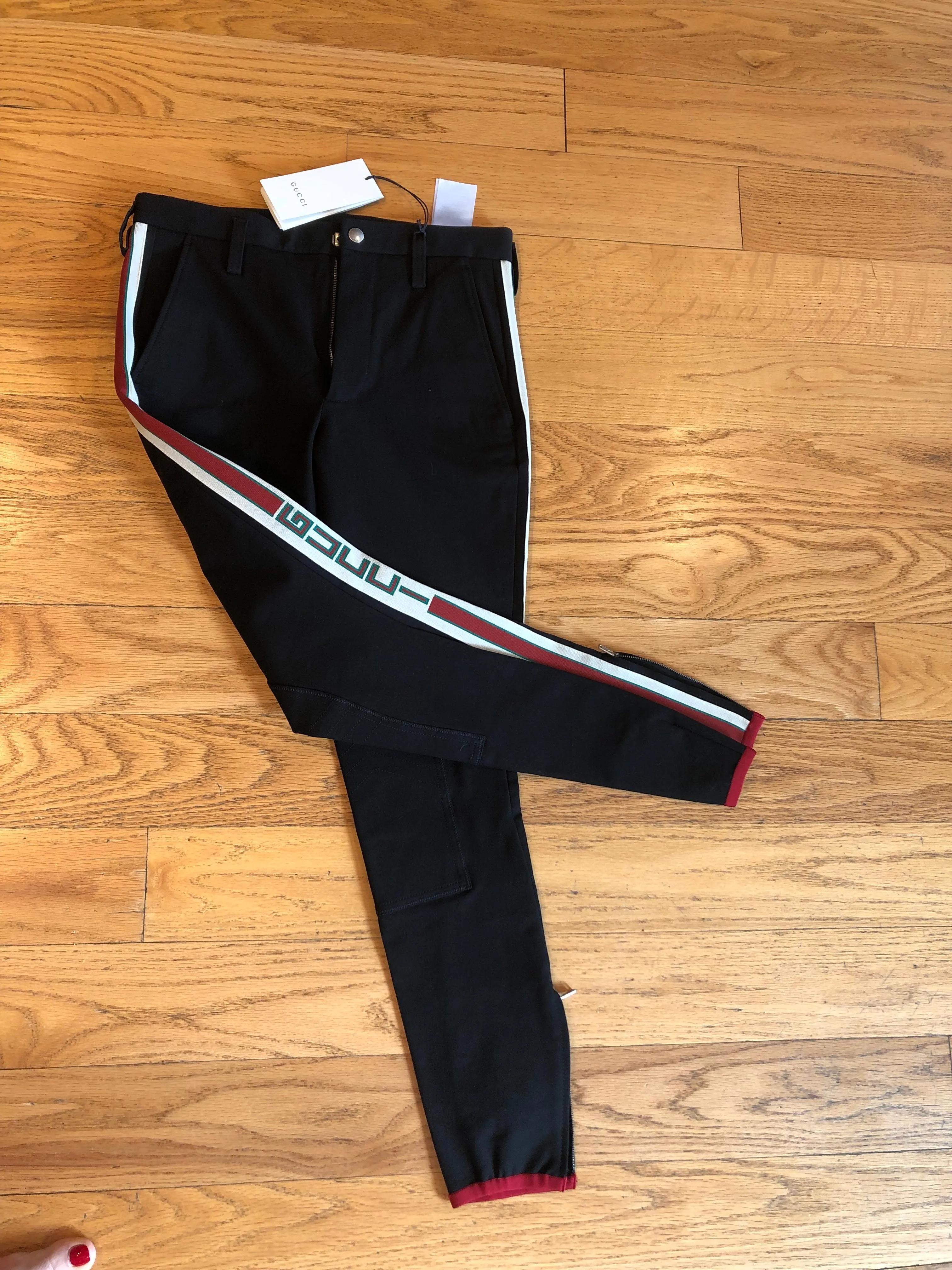 Gucci Gabardine Stretch Pants with Side Stripe in Black