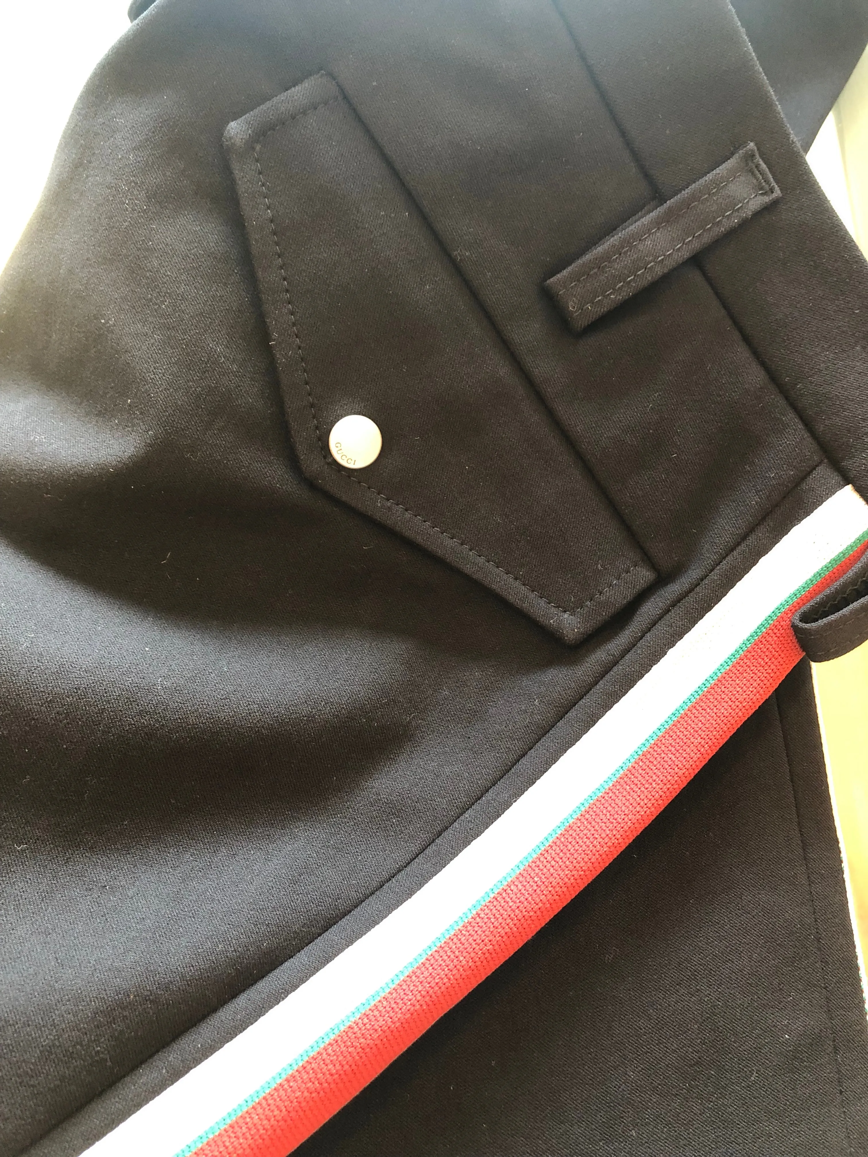 Gucci Gabardine Stretch Pants with Side Stripe in Black