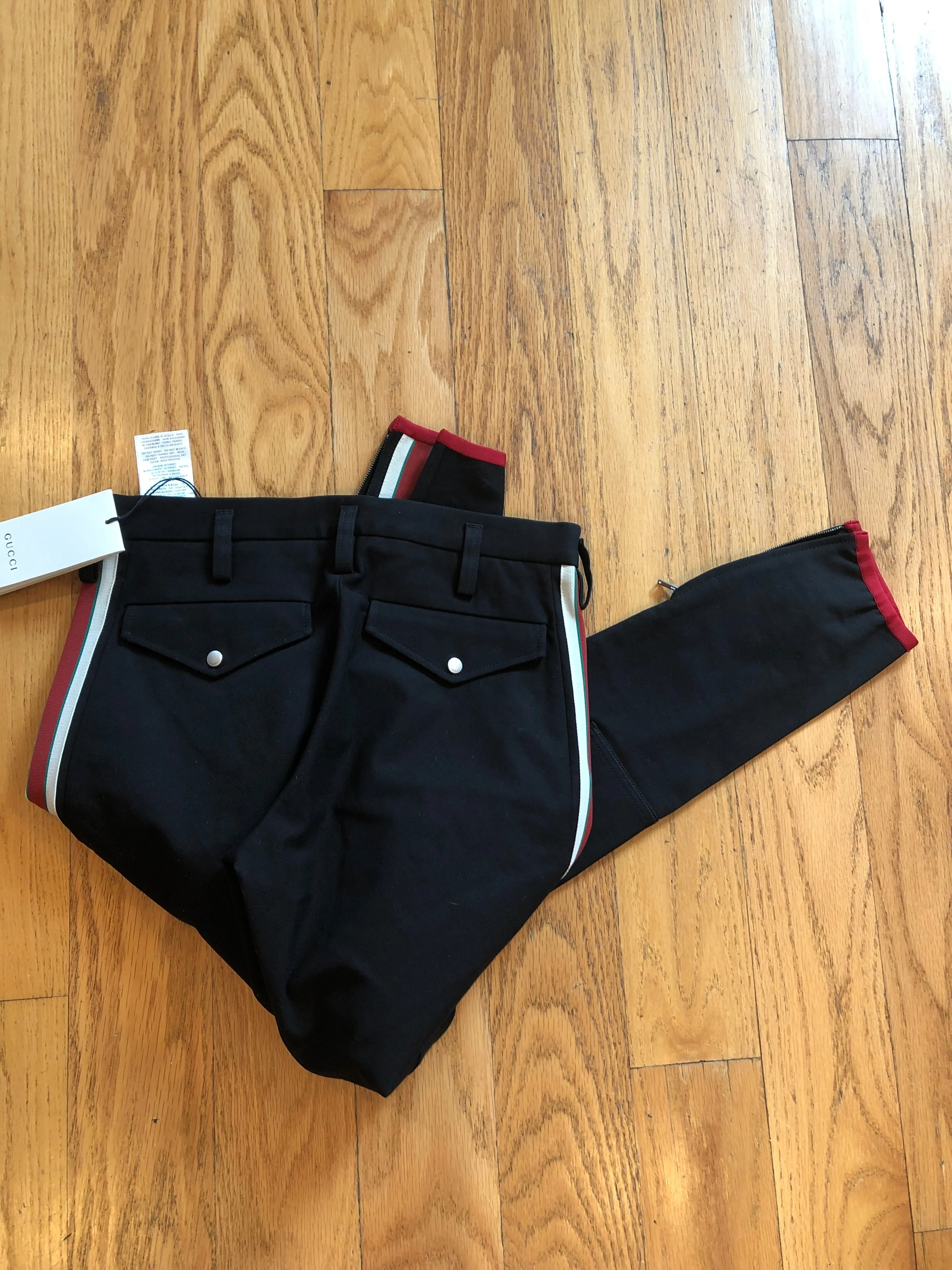 Gucci Gabardine Stretch Pants with Side Stripe in Black