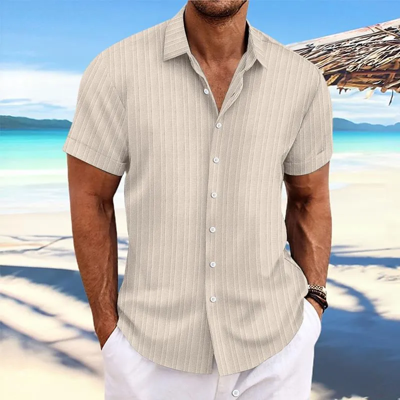 Hadrian - Men's Stripe Texture Loose Lapel Shirt