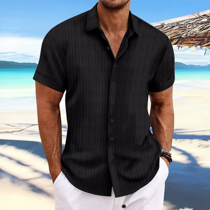 Hadrian - Men's Stripe Texture Loose Lapel Shirt