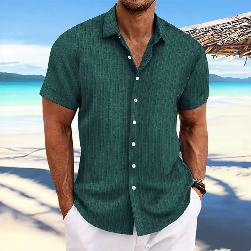 Hadrian - Men's Stripe Texture Loose Lapel Shirt