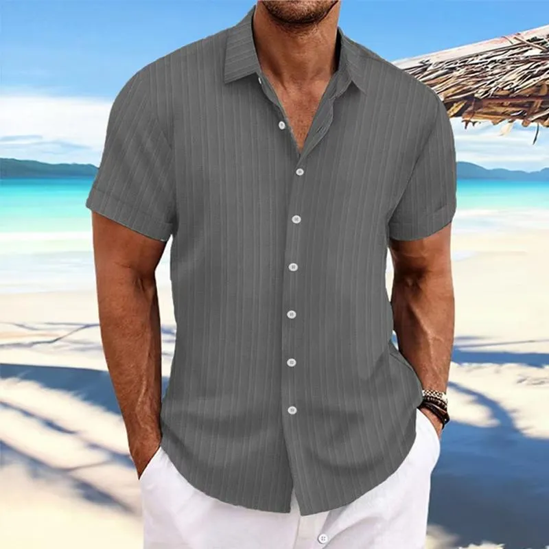 Hadrian - Men's Stripe Texture Loose Lapel Shirt
