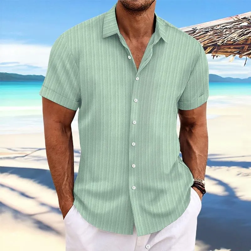 Hadrian - Men's Stripe Texture Loose Lapel Shirt