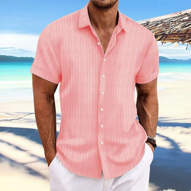 Hadrian - Men's Stripe Texture Loose Lapel Shirt