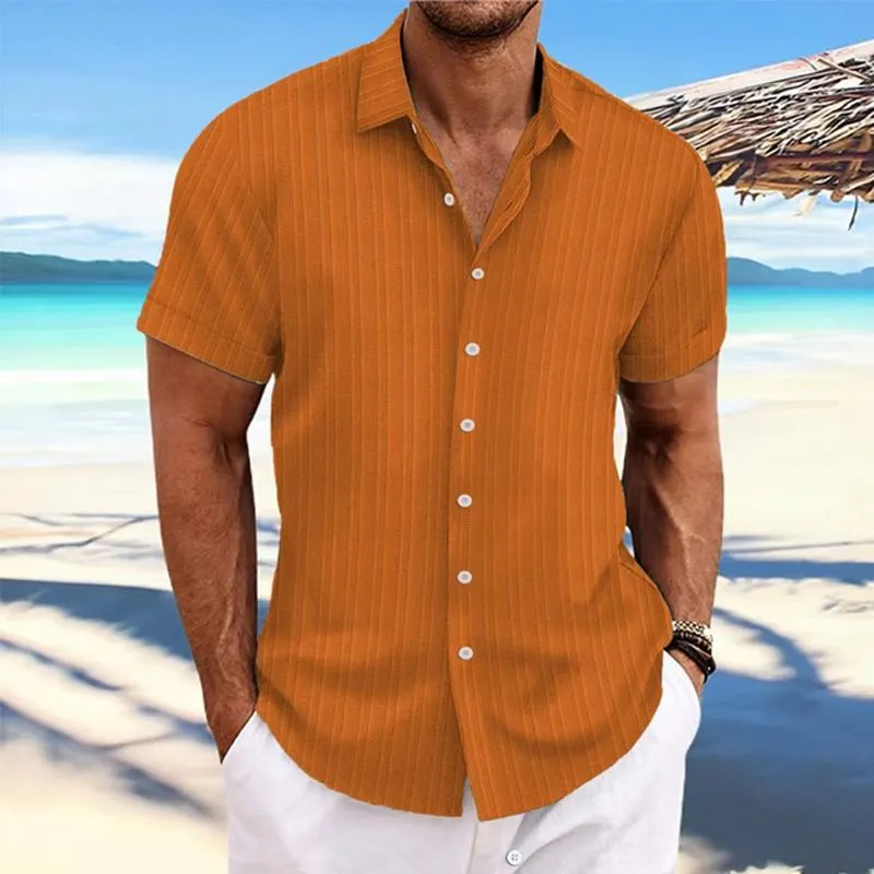 Hadrian - Men's Stripe Texture Loose Lapel Shirt
