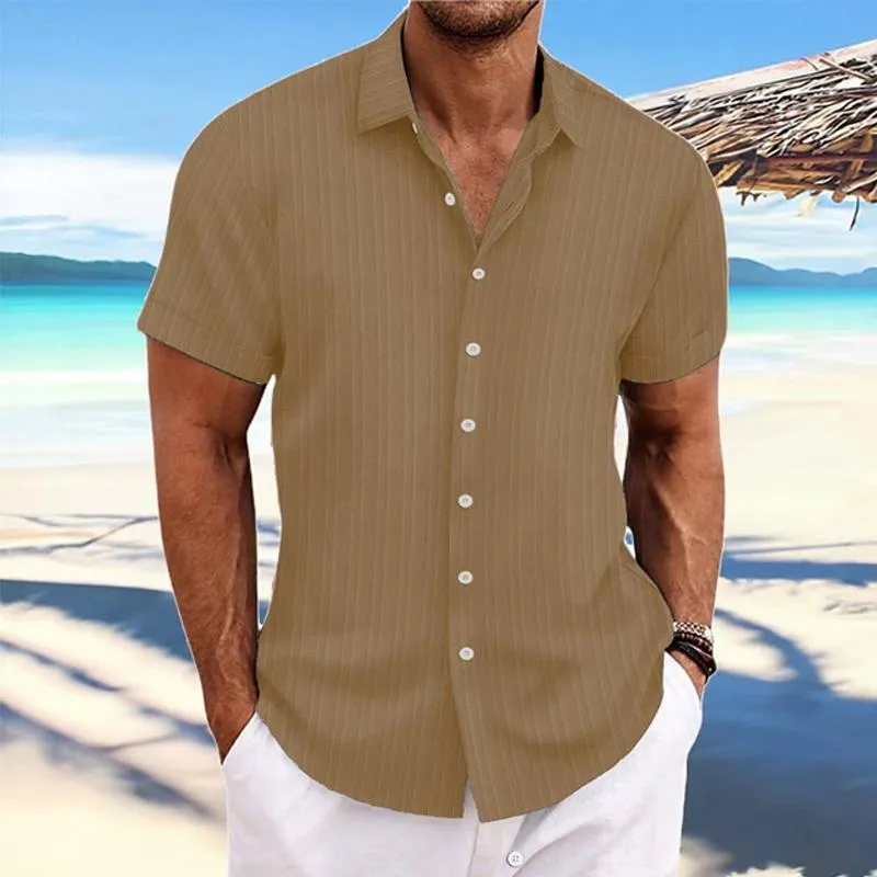 Hadrian - Men's Stripe Texture Loose Lapel Shirt