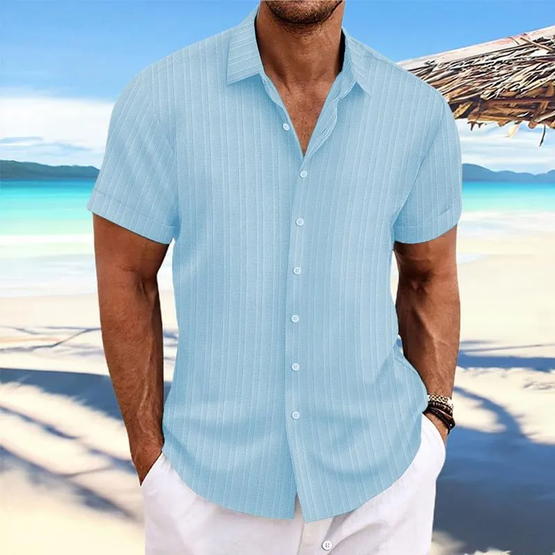 Hadrian - Men's Stripe Texture Loose Lapel Shirt