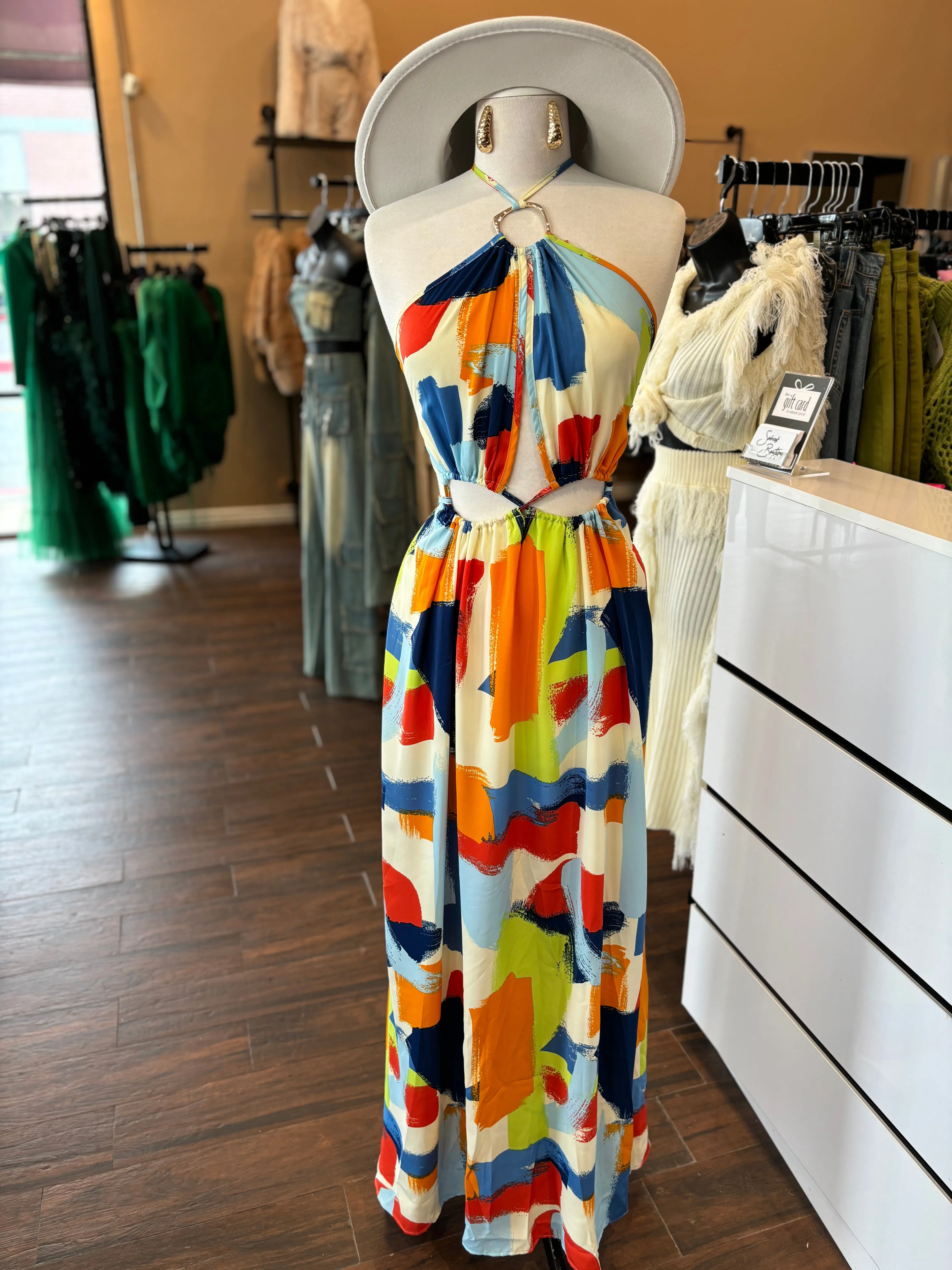 Halter Cutout Maxi Dress