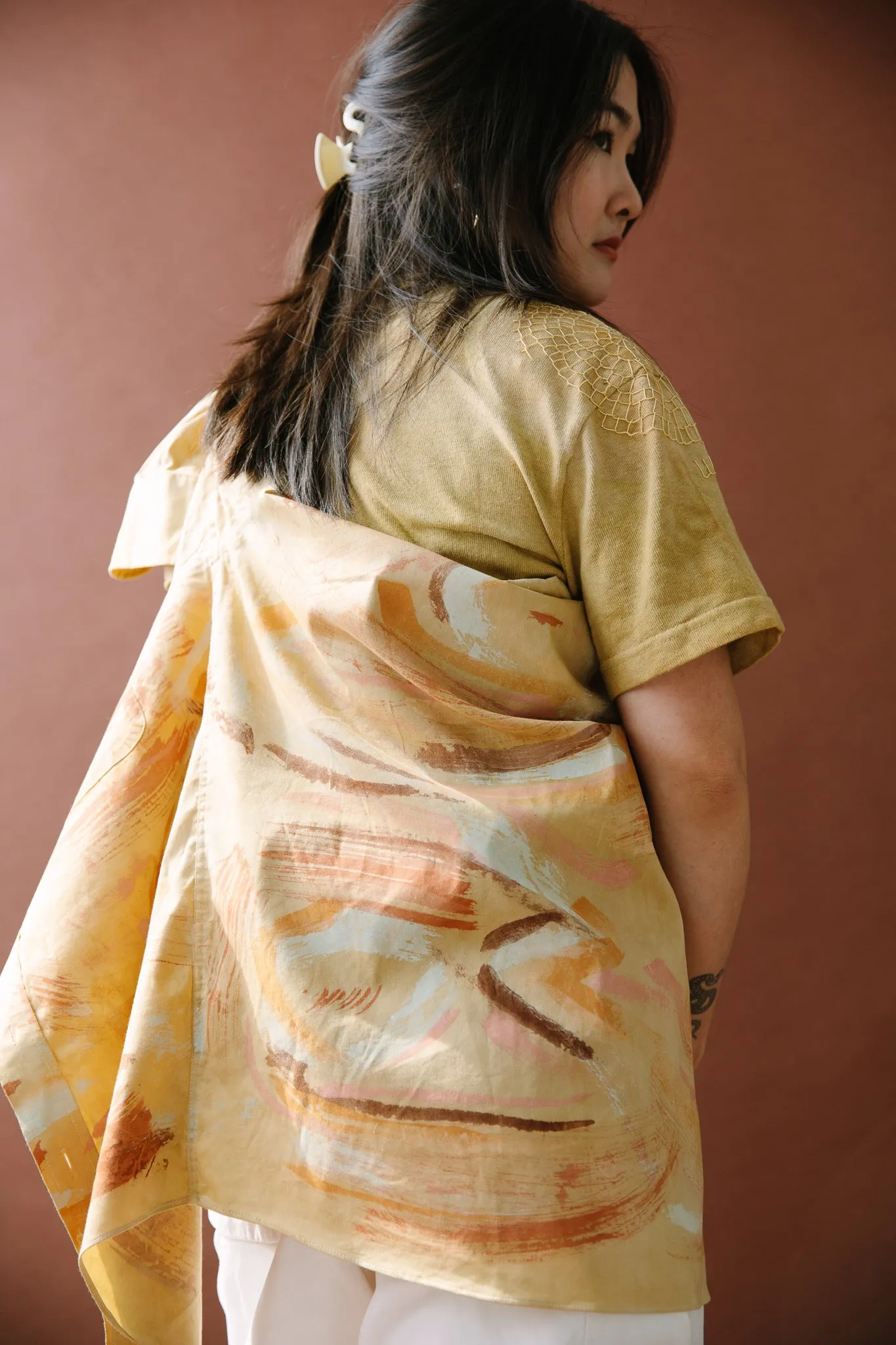 Hand-Dyed Large Cotton T-shirt - Osage Exploration