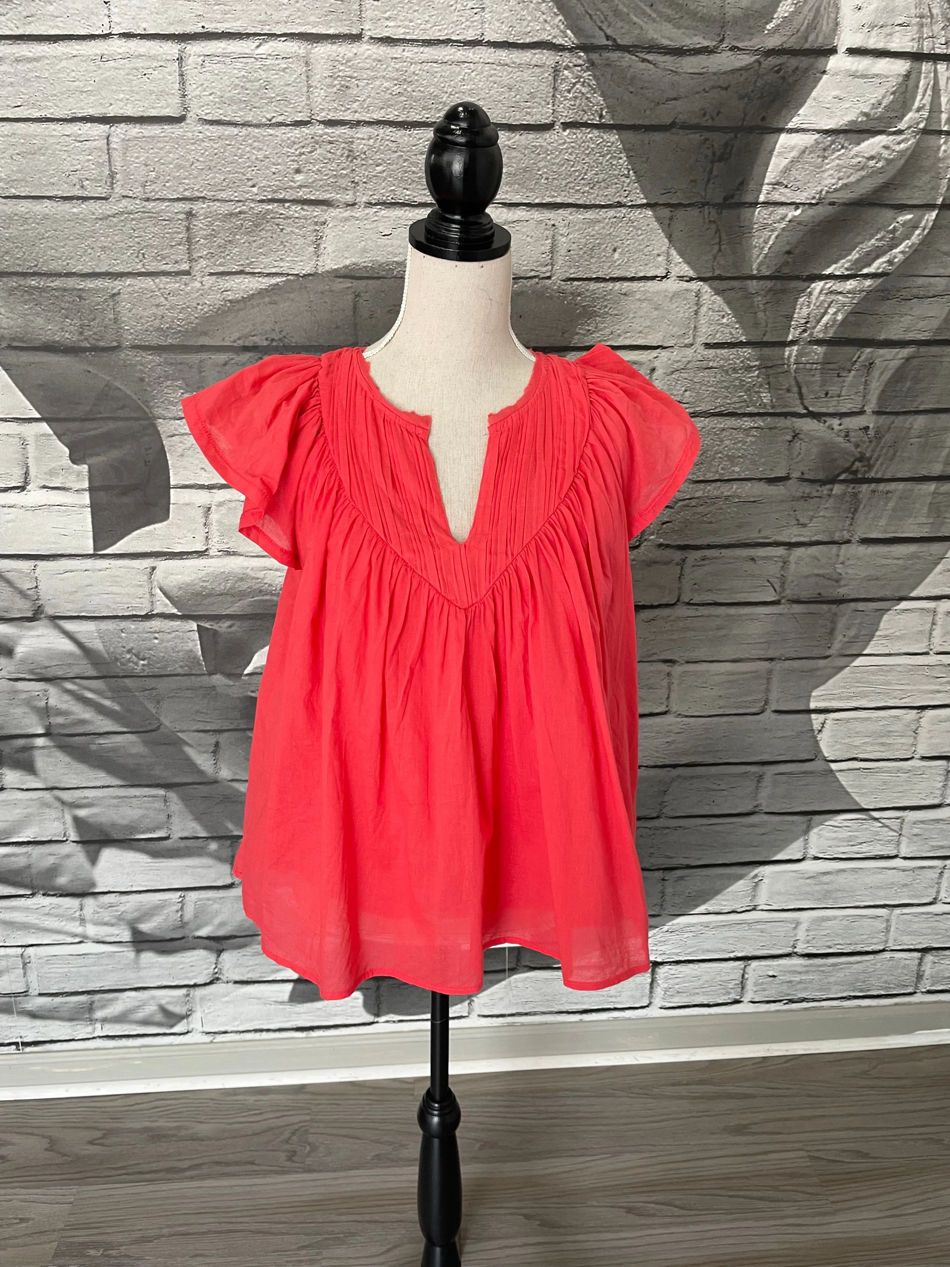 Harlow Cotton Blouse in Raspberry