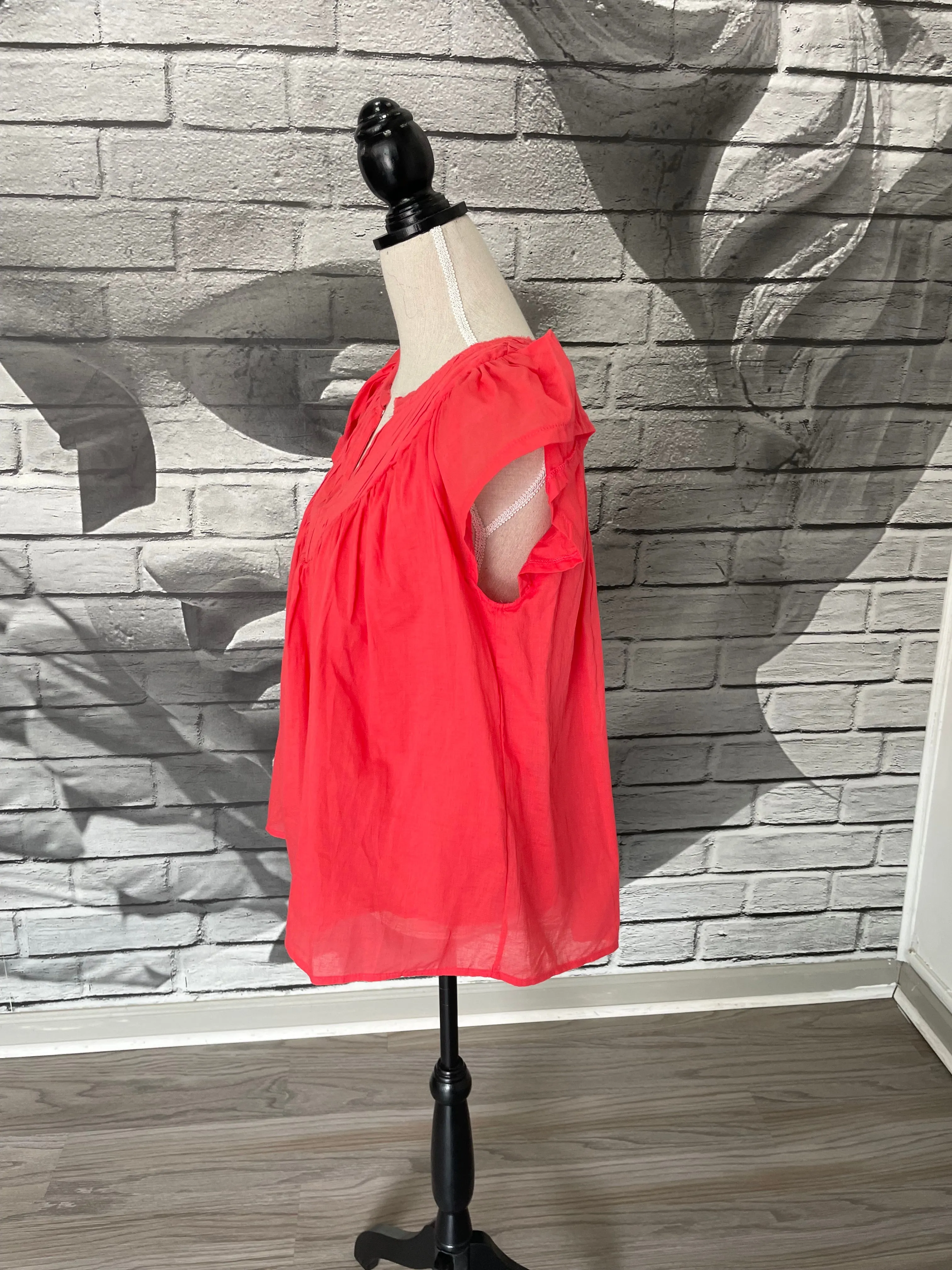 Harlow Cotton Blouse in Raspberry