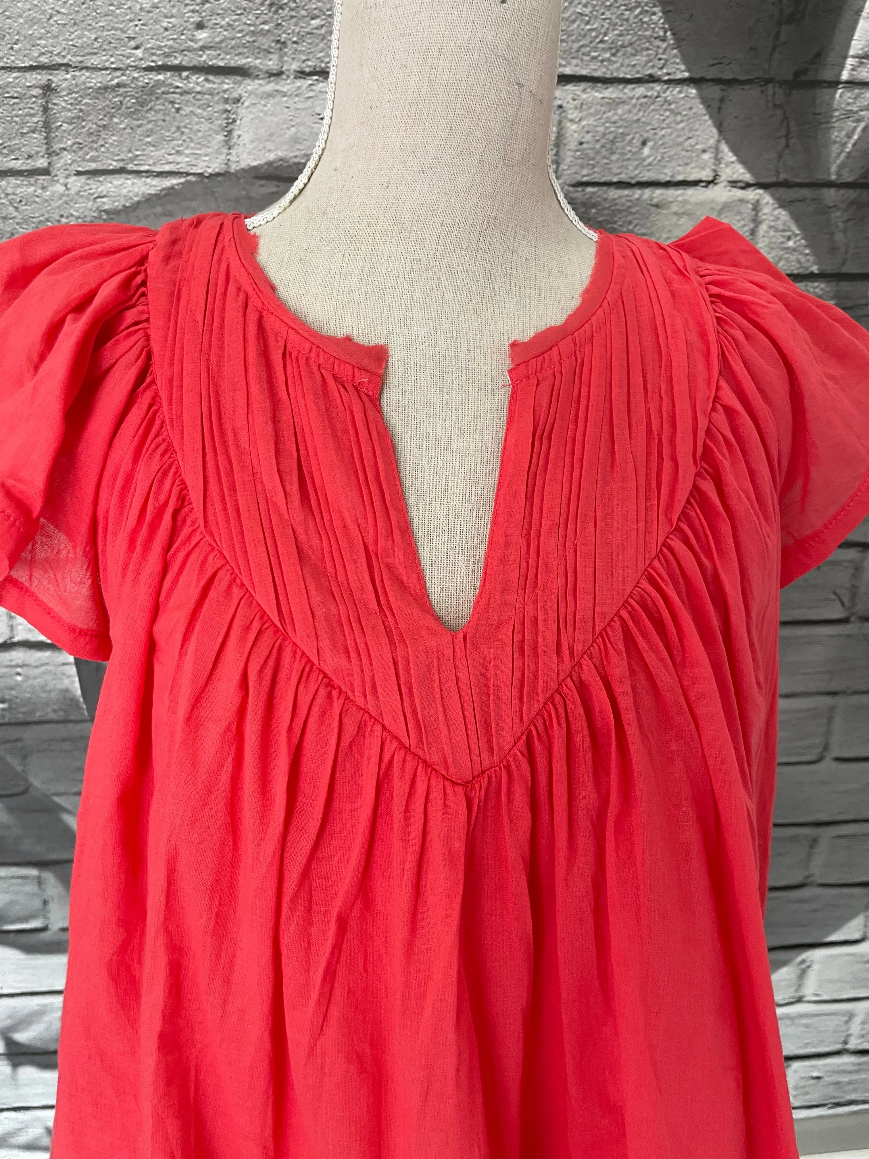 Harlow Cotton Blouse in Raspberry