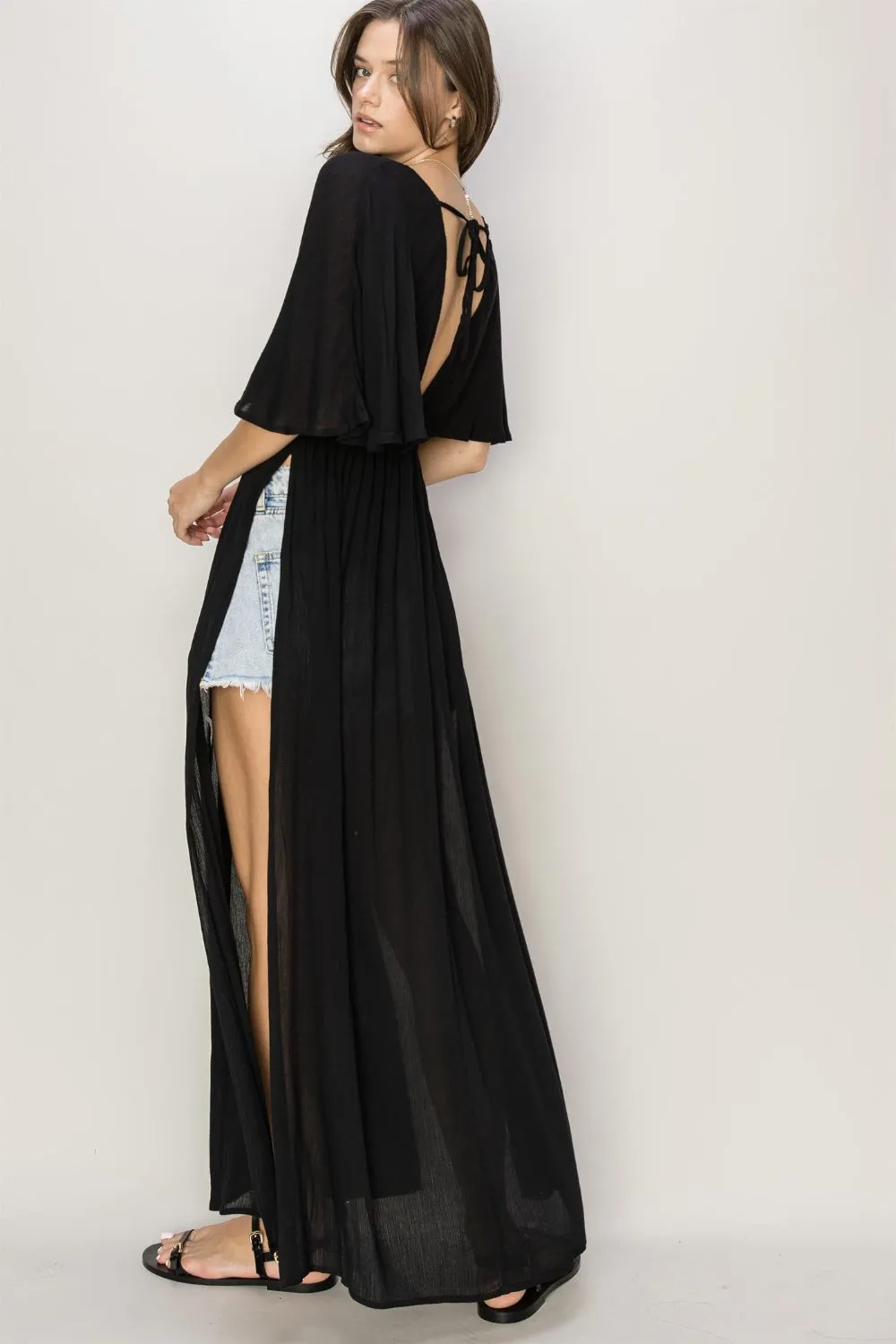 Hazel Blues® |  HYFVE Tie Back Maxi Split Cover Up Dress