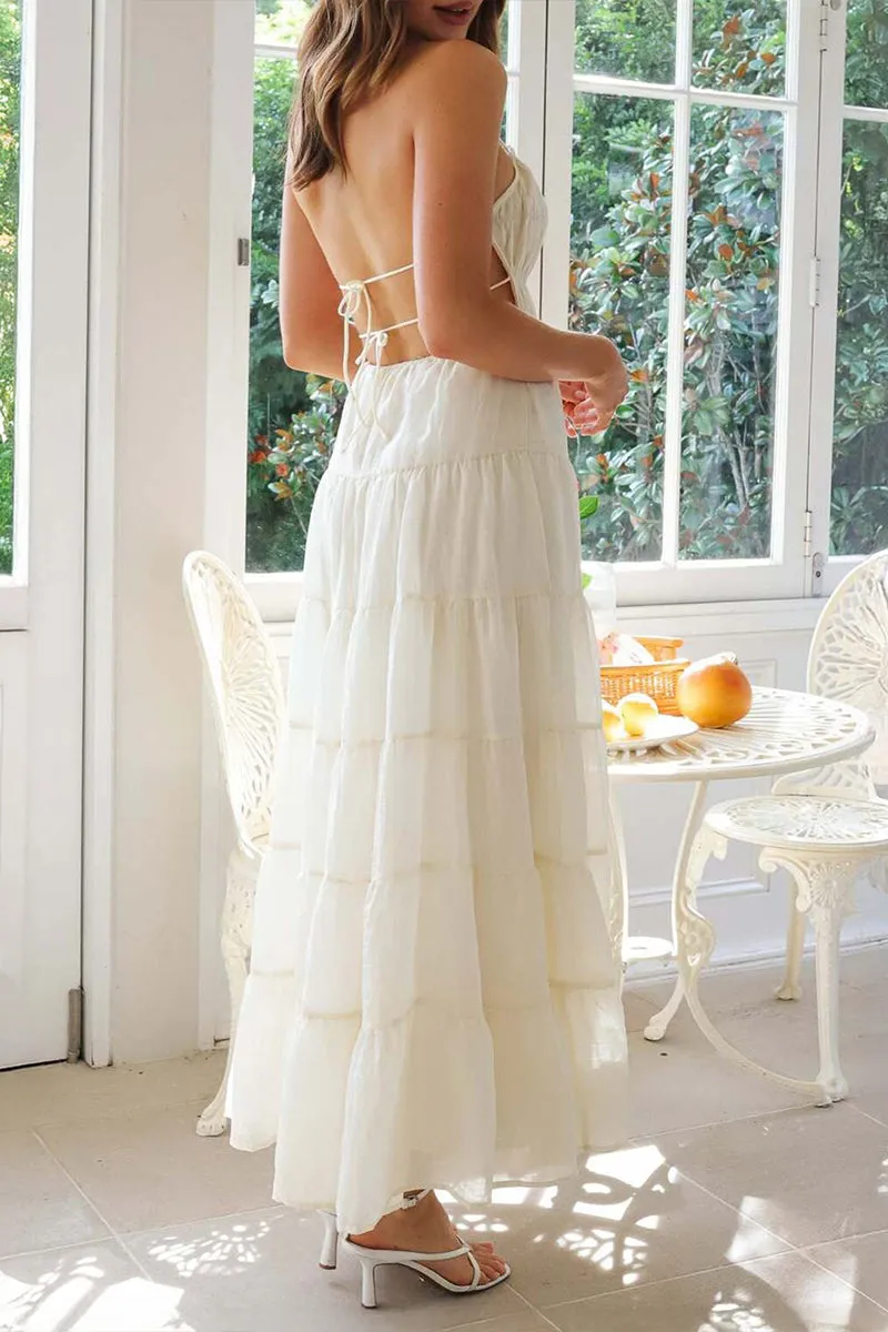 HBZ1217 Tiered Halter Maxi Dress