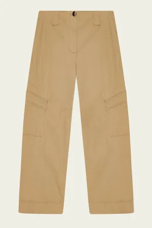 Herringbone Canvas Mid Waist Pants in Tiger's Eye