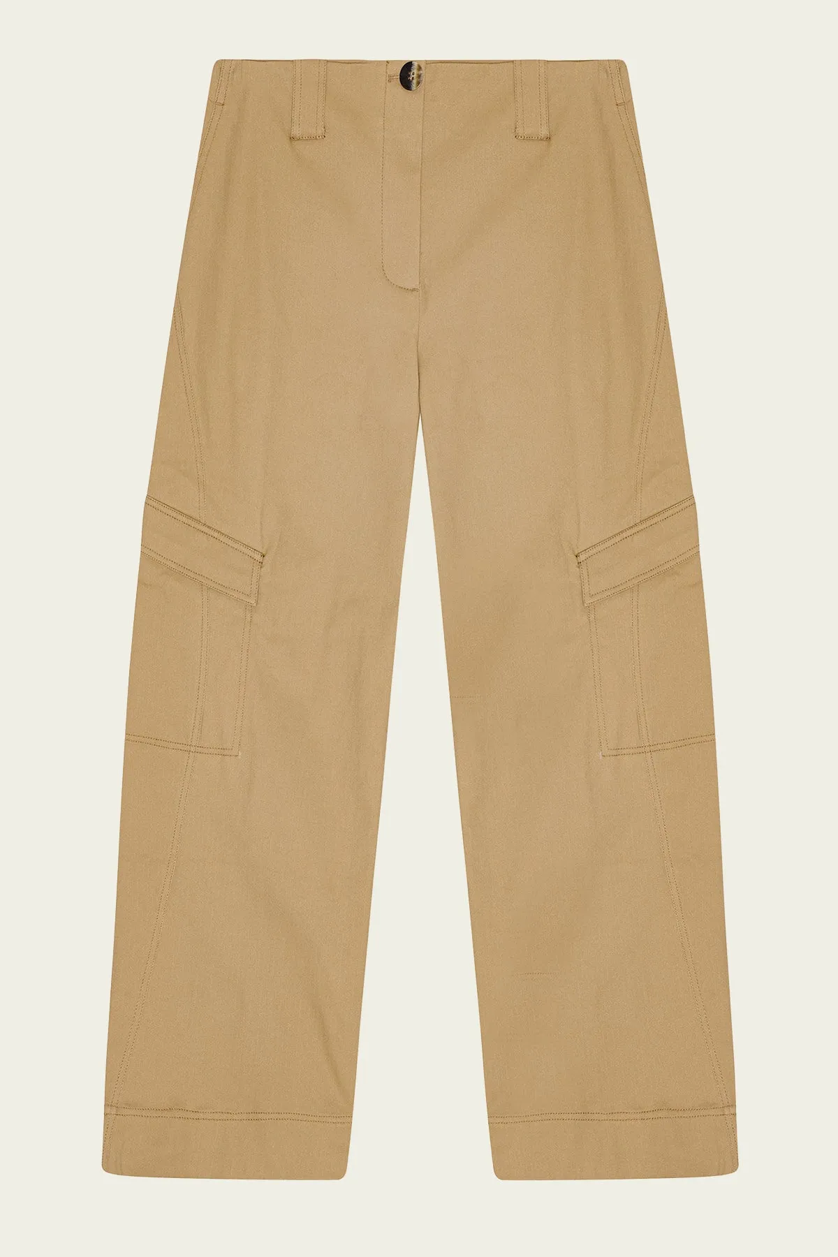 Herringbone Canvas Mid Waist Pants in Tiger's Eye
