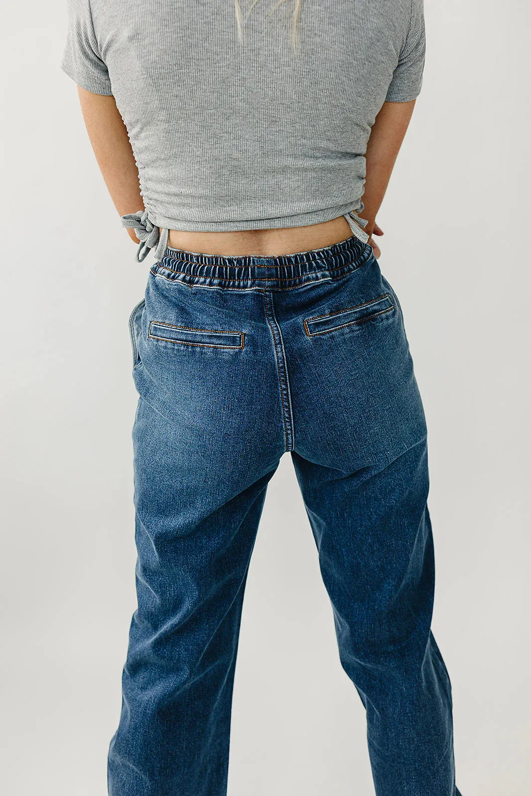 Hi-Rise Non-Distressed Denim Joggers