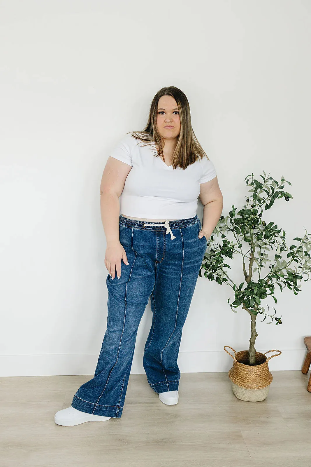 Hi-Rise Non-Distressed Denim Joggers
