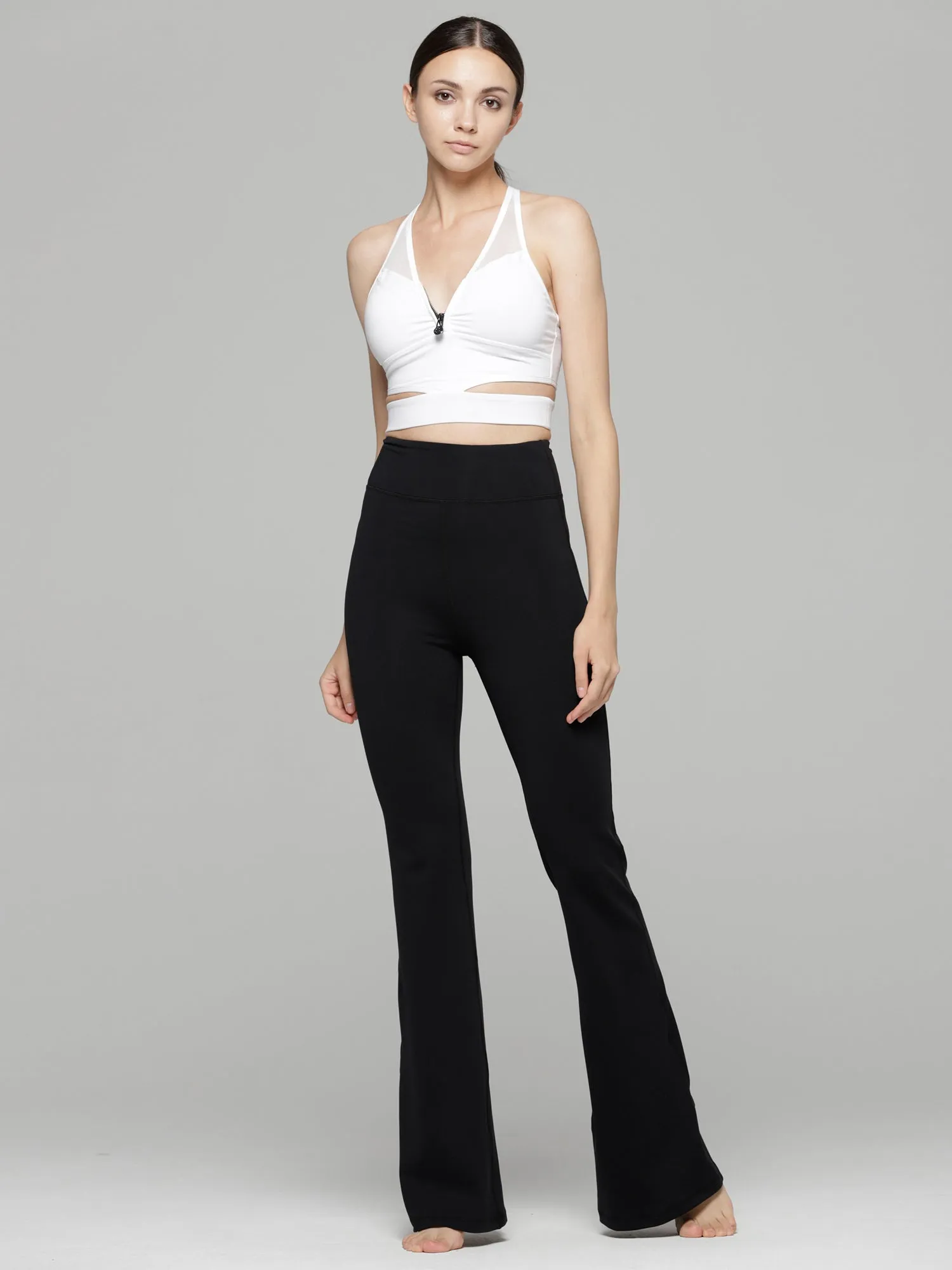 HIGH WAIST FLARE PANTS, BLACK
