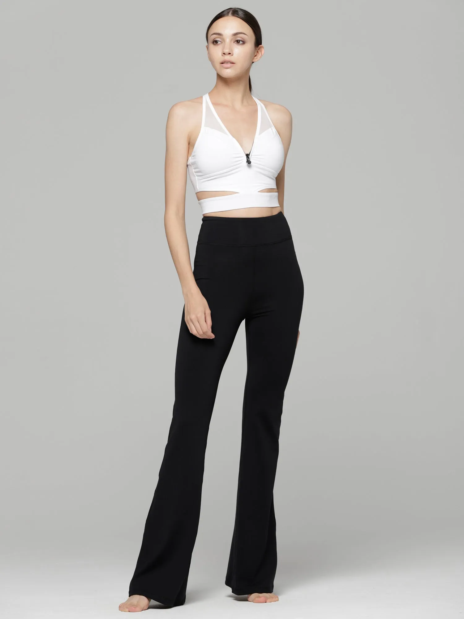 HIGH WAIST FLARE PANTS, BLACK