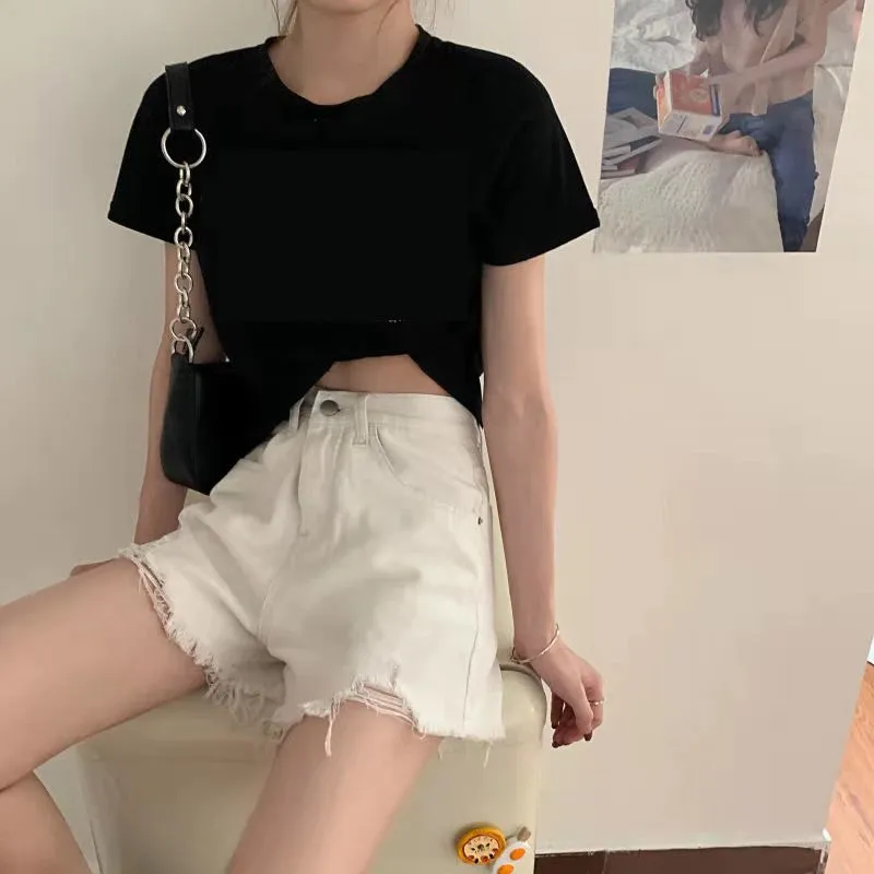 High Waist Ripped Shorts Jeans