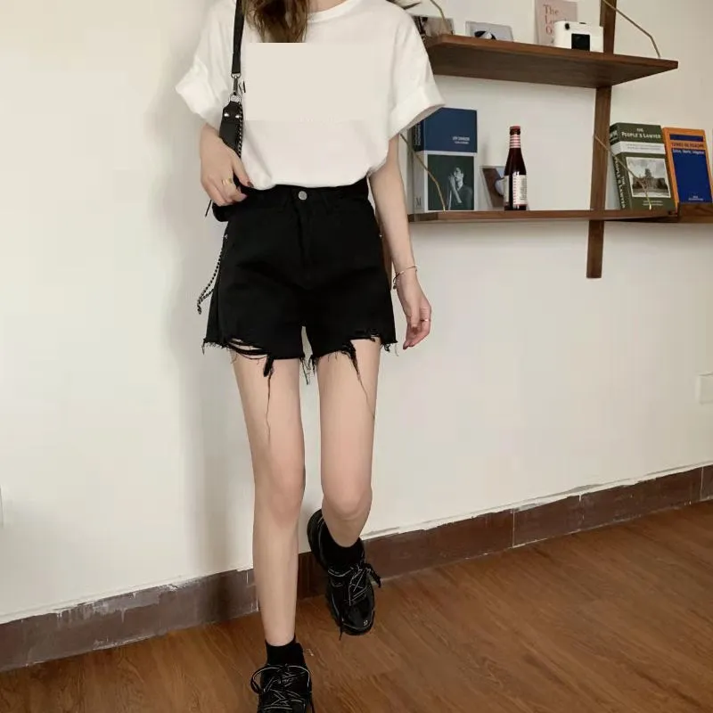 High Waist Ripped Shorts Jeans