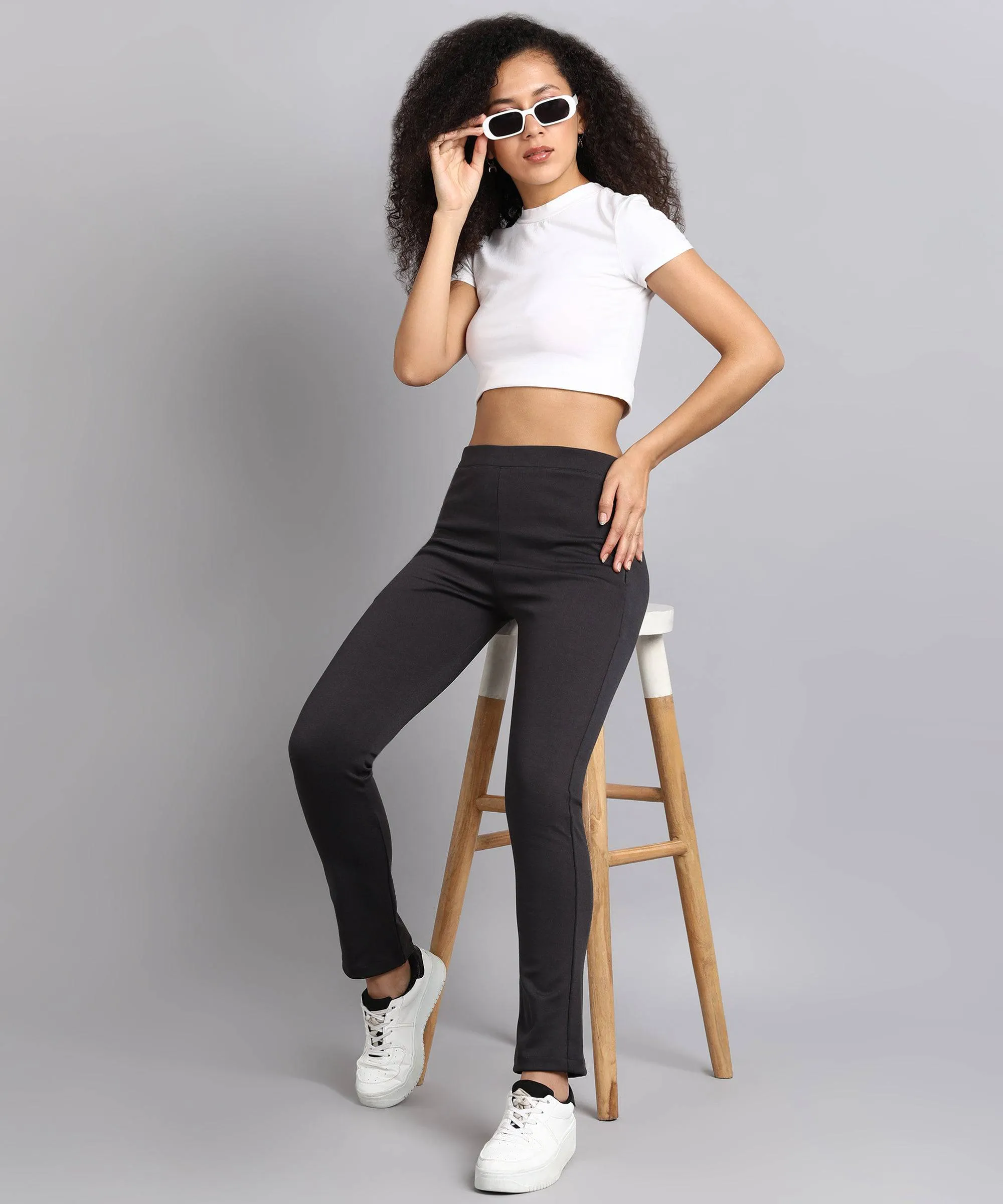 High-Waist Tapered Cigarette Trousers